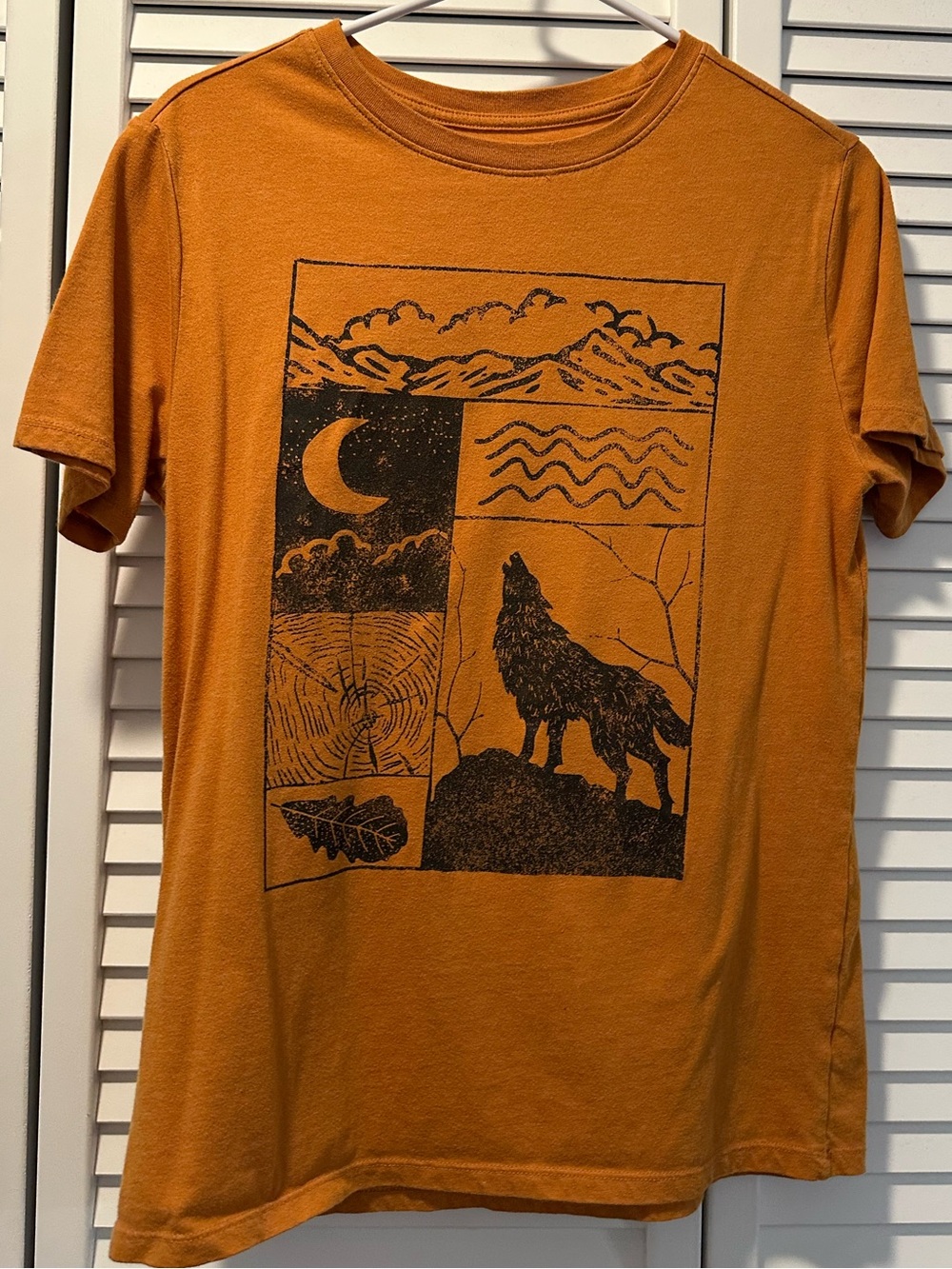 Cat & Jack Burnt Orange Wolf Graphic Short Sleeve Tee